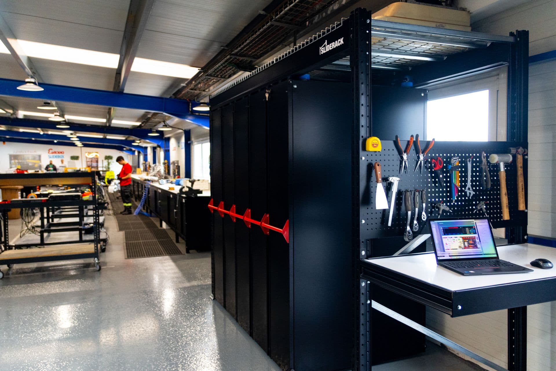 Esnova Racks production facility — Sliderack sliding shelving systems